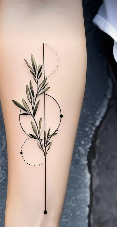 Geometric Flower Tattoo, Tattoo Generator, Olive Branch Tattoo, Branch Tattoo, Beautiful Flower Tattoos, Delicate Tattoo, Gothic Tattoo, Botanical Tattoo, Spine Tattoos