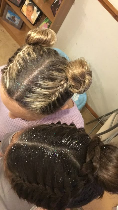 Funky Dance Hairstyles, Hairstyles For Competition Dance, Aerial Hairstyle, Half Up Half Down Hair Dance Competition, Figure Skating Hair Styles, Ice Skating Competition Hairstyles, Dance Hair Styles Competition, Hair For Dance Competition, Figure Skating Competition Hair