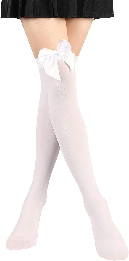 Carnival Entertainment, Short Skirt Dress, Thigh High Stockings And Tights, Bow Socks, Opaque Stockings, White Stockings, Special Clothes, Over The Knee Socks, Thigh High Socks