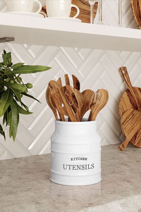 Affiliate Link Farmhouse Countertop Decor, Spatula Organization, Farmhouse Kitchen Utensil Holder, Farmhouse Utensil Holder, Rustic Farmhouse Kitchen Decor, Cooking Utensil Holder, Kitchen Utensil Storage, Ceramic Utensil Holder, Countertop Decor