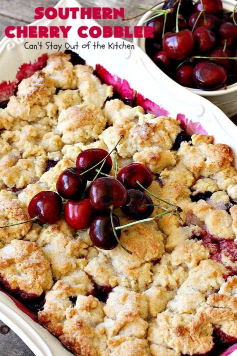 Apple Cherry Cobbler, Sour Cherry Cobbler Recipe, Best Cherry Cobbler Recipe, Cherry Cobbler With Frozen Cherries, Fresh Cherry Desserts, Cherry Sweets, Cherry Desert, Fresh Cherry Cobbler Recipe, Fresh Cherry Cobbler