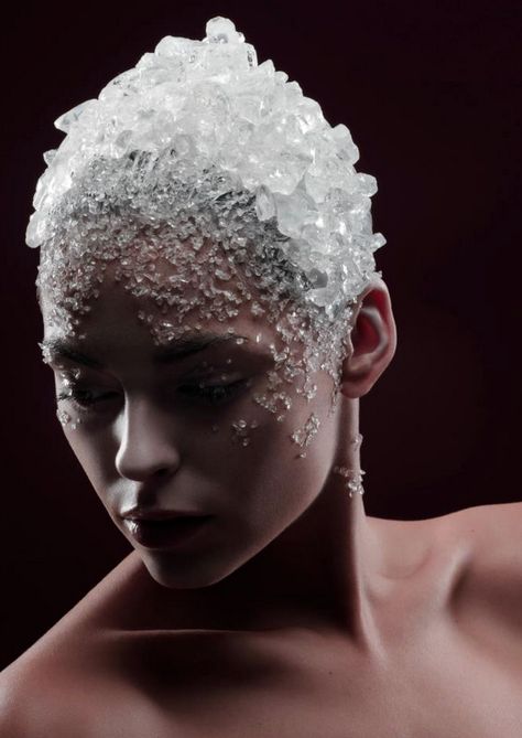 Elemental, ice, crystal Fantasy Ice Queen, Dental Photoshoot, Bald Caps, Bald Cap, 얼굴 드로잉, Xmas 2024, Winter Model, Hair White, Bald Heads