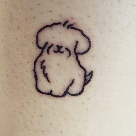 Maltese Tattoo Minimalist, Shih Tzu Tattoo Minimalist, Puppy Tattoo, Heart Tattoo Wrist, Crab Tattoo, Balloon Tattoo, Tasteful Tattoos, Doodle Tattoo, Cute Small Tattoos