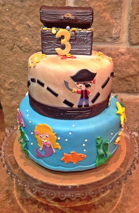 Too Sweeties Bake Shoppe... Mermaid and Pirate birthday cake. Pirate Party Food, Twin Birthday Themes, Mermaid And Pirate, Pirate Birthday Cake, Pirate Mermaid, Mermaid Birthday Cake, Mermaid Pirate Party, Combined Birthday Parties, 6th Birthday Cakes