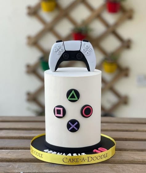 Game Cake Ideas, Gamer Birthday Cake, Ps4 Cake, Bon Voyage Cake, Playstation Cake, Video Game Cake, Birthday Cake For Kids, Doodle Cake, Game Cake