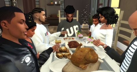 Created by: MandiJ Sims Created for: Sims 4 Download: https://mandijsims.wixsite.com/sims/thanksgivingposes Sims 4 Thanksgiving, Sims 4 Thanksgiving Cc, Dinner Poses, Holiday Poses, Black Simmer, Thanksgiving Prints, Caramel Pears, Thanksgiving Dinner Party, Thanksgiving Kitchen