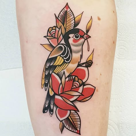 Gold Finch Tattoo, Pheasant Tattoo, Cockatiel Tattoo, Eldritch Tattoo, Traditional Tattoo Painting, Finch Tattoo, Chickadee Tattoo, Swedish Tattoo, Bird Skull Tattoo