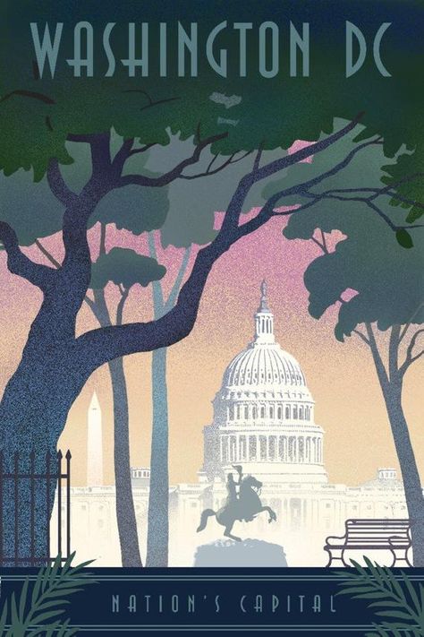 Washington, DC - Nation's Capitol - Lithograph (Art Prints, Wood & Metal Signs, Canvas, Tote Bag, To Gray Light, Panel Art, Aluminium Art, Big Canvas Art, Bar Decor, Washington Dc, Print Images, Travel Posters, Art Supplies Drawing