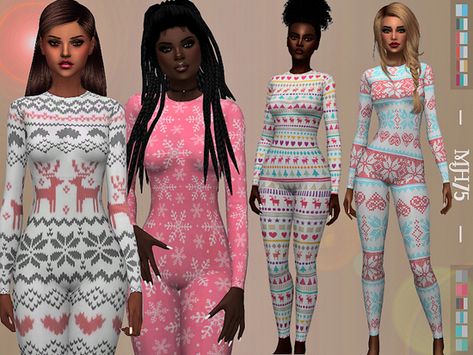 -Some cute onesies with many different patternsFound in TSR Category 'Sims 4 Female Everyday' Cc Winter Clothes, Sims 4 Cc Winter Clothes, Hello Kitty Onesie, Sims 4 Seasons, Alpha Cc, Family Christmas Outfits, Sims 4 Family, Sims Clothes, The Sims 4 Pc