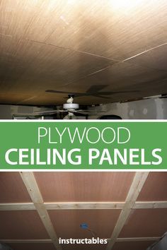 Wood Panel Ceiling Basement, Sanded Plywood Ceiling, Drop Ceiling Makeover Cheap Basement, Drywall Ceiling Alternatives, Paneling Ceiling Ideas, Drywall Alternatives For Ceiling, Drywall Basement Ceiling, Paneling Instead Of Drywall, Luan Ceiling Ideas