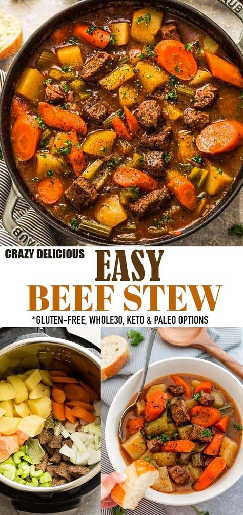 Beef Stew Stove, Gluten Free Beef Stew, Beef Stew Stove Top, Beef Stew Meat Recipes, Stew Crockpot, Instant Pot Beef Stew, Easy Beef Stew Recipe, Stew Beef, Classic Beef Stew