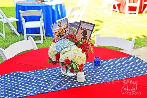 Air Force Retirement Party | CatchMyParty.com Air Force Retirement Party, Retirement Party Centerpieces, Air Force Retirement, Usmc Retirement, Retirement Party Ideas, Military Retirement Parties, Retirement Diy, Army Retirement, Military Party