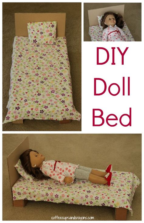 How to Make a Simple American Girl Doll Bed with No Sew Bedding Doll Bed Diy, American Girl Doll Bed, American Girl Diy, American Girl Doll Furniture, American Girl Doll Diy, Doll Furniture Diy, American Girl Doll Crafts, American Girl Doll Accessories, American Girl Crafts