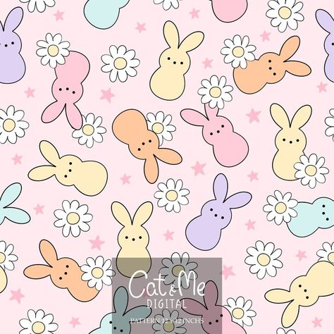 Pastel Easter Candy Pattern Bunny Flower Seamless Easter Candy Repeating Pattern Fabric Sublimation File Retro Easter Easter Digital Paper - Etsy Thailand Holiday Backgrounds, Bunny Flower, Easter Pattern, Retro Stickers, Candy Pattern, Retro Easter, Pastel Easter, Easter Art, Holiday Background