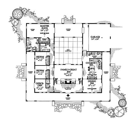 Google Image Result for http://images.builderhouseplans.com/common/plans/images/HPC5/HPC632/HPC632-LVL1-LI-BL-LG.GIF U Shaped House Plans, Southwest House Plans, U Shaped Houses, Shaped House, Hacienda Style Homes, Mediterranean Style House Plans, Courtyard House Plans, Real Estat, Spanish Style Home