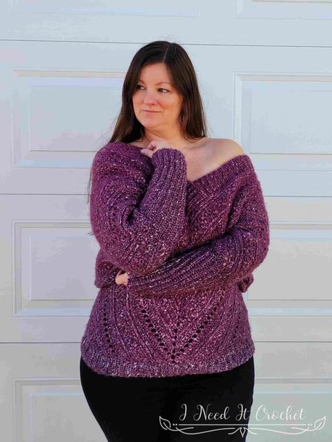 Free Crochet Sweater Pattern - Pinnacle Pullover · I Need It Crochet Designs Shawl Patterns Crochet, Tops To Crochet, Modern Crochet Sweater, Sweater Patterns Crochet, Easy Crochet Sweater, Crochet Cowl Patterns, Sweater And Cardigan, Pullover Crochet, All Free Crochet Patterns