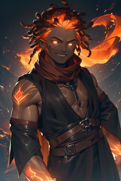 Dnd 5e Genasi, Fire Genasi Barbarian, Muscle Wizard, Fire Genasi Male, Genasi Dnd, Phoenix Warrior, Fire Genasi, Fantasy Portraits, God Art