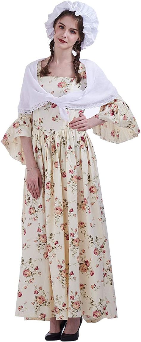 Amazon.com: GRACEART Pioneer Woman Costume Colonial Women Prairie Dress 100% Cotton : Clothing, Shoes & Jewelry Western Dance Outfit, Colonial Dresses, Pioneer Dress, Halloween Dresses, Colonial Dress, Woman Costume, Women Costume, Black Halloween Dress, Old Fashion Dresses