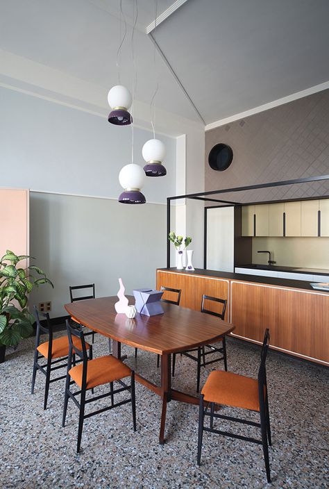 Apartment-by-Marcante-Testa-UdA-Architects-EclecticTrends-01 Grey Terrazzo Floor, Quirky Apartment, Italian Apartment, Colorful Apartment, Colorful Interior Design, Modern Tiles, Turin Italy, Terrazzo Flooring, Design Del Prodotto