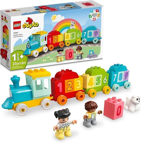 Lego DUPLO My First Number Train - Learn to Count 10954 Building Toy; Introduce Boy and Girl Toddlers Age 2,3,4,5 Year Old to Numbers and Counting; New 2021 (23 Pieces), Building Sets - Amazon Canada Lego Duplo Town, Lego Duplo Sets, First Number, Learning Toys For Toddlers, Educational Toys For Toddlers, Learn To Count, Development Activities, Buy Lego, Toddler Age