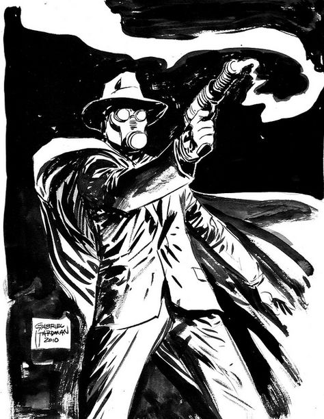 Golden Age Sandman by Gabriel Hardman Graphic Novel Art, Black And White Artwork, Bristol Board, Bd Comics, Urban Legends, Wow Art, John Paul, Ink Illustrations, Comic Illustration