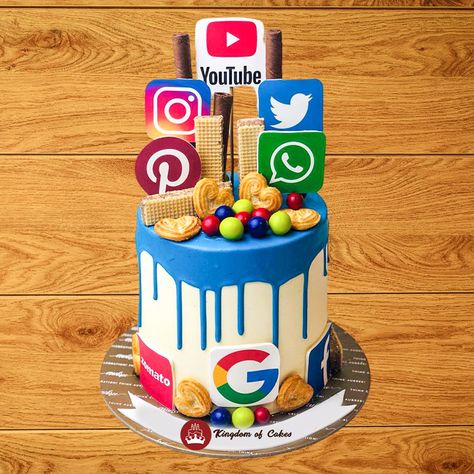 This Social Media Marketing-themed cake is a dream come true for every digital marketer! 📱💻 Decorated with icons of all your favorite platforms – Facebook, Instagram, Twitter, and more! 🚀 It's the perfect treat for those who turn creativity into clicks and likes! 🍰✨ Dive into this delicious reminder of the power of social media and let every slice remind you to keep pushing for those trending moments! 📈🧁  Delivery across Delhi NCR Visit website www.kingdomofcakes.in call 9999812200 Social Media Cake, Cake Online, Power Of Social Media, Digital Marketer, Keep Pushing, A Dream Come True, Cakes For Boys, Visit Website, Delhi Ncr