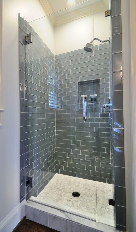 pictures of tiled showers using white tiles - Google Search Bathroom Shower Stalls, Subway Tile Showers, Bad Inspiration, Bathroom Shower Tile, Bathroom Remodel Shower, Downstairs Bathroom, Trendy Bathroom, Shower Remodel, Dream Bathroom