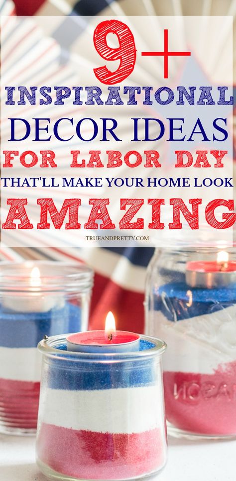 End summer right with these inspirational decor ideas for Labor Day that will have your home looking amazing. Best part, these tips are easy, inexpensive and some even DIY! Diy Labor Day Decorations, Labor Day Decorations Ideas, Labor Day Party Ideas Decorations, Labor Day Decor, 4th Of July Office Party Ideas, Patriotic Office, Labor Day Decorations, Book Centerpieces, Labor Day Holiday