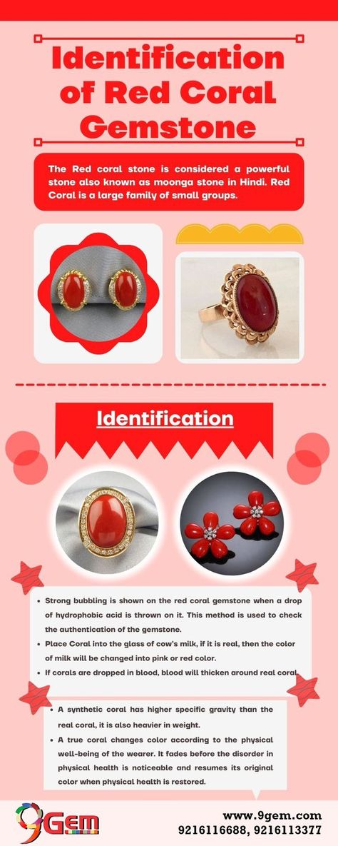 The Red coral stone is considered a powerful stone also known as moonga stone in Hindi. Red Coral is a large family of small groups. Let's have a look in this infographic in which we discuss the Identification of Red Coral Gemstone https://wa.me/919216116688 Red Coral Crystal, Red Coral Stone, Crystals Meanings, Coral Gemstone, Herbal Magic, Spiritual Crystals, Increase Energy, Coral Stone, Adventure Quotes