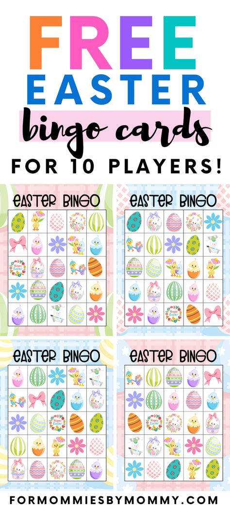 Looking for a fun and fuss-free Easter party game? How about Easter bingo! An easy and fun game for all ages! Keep the kids occupied with this fun and colorful FREE printable Easter bingo cards while you hide the eggs for the Easter egg hunt! This Easter bingo game will definitely bring joy and laughter to the whole family! A wonderful screen-free activity for kids during Easter! #easterbingo #freeprintables Easter Bingo Free Printable, Bingo Printable Free, Easter Bingo Cards, Bingo Free Printable, Bingo Cards To Print, Easter Bingo, Printable Easter Activities, Easter Party Games, Bingo For Kids