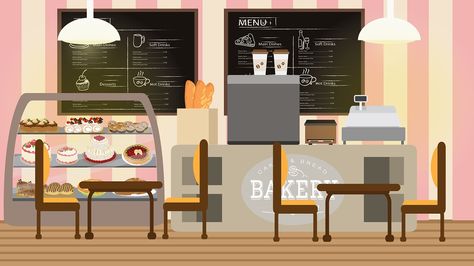 #bakery #cafe #coffeeshop #design #illustration #scene #scenedesign #graphic #illustrator #animation #background #animationmu Bakery Shop Illustration, Cafe Animation, Cafe Cartoon, Illustration Scene, Bakery Design Interior, Design Café, Digital Sketch, Shop Illustration, Shop House Plans