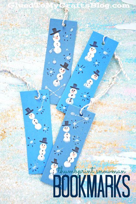 Need something to keep the kids busy this chilly afternoon?! For an inexpensive and crafty thrill, why not create some one-of-a-kind Thumbprint Snowman Bookmarks with your child today?! Perfect to mark that spot in a book and it doesn’t cost a whole lot to make it either! Check out the full winter-themed tutorial below for the “how … Bookmarks Kids Craft, Snowman Party, Preschool Winter, January Crafts, Snow Time, Christmas Bookmarks, Bookmark Craft, Winter Craft, Bookmarks Kids