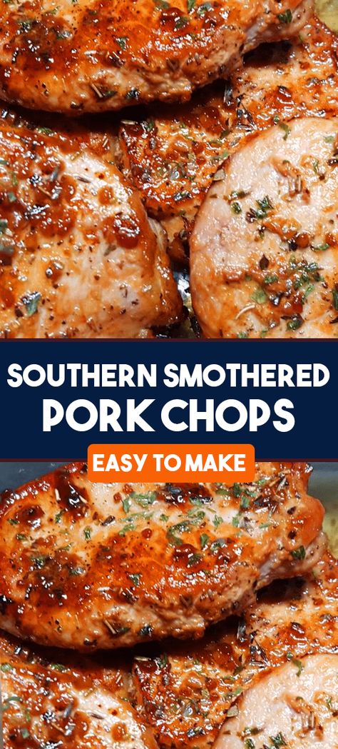 Southern Smothered Pork Chops, Pork Loin Chops Recipes, Smothered Pork Chops Recipe, Boneless Pork Chop Recipes, Pork Chop Recipes Crockpot, Smothered Pork, Easy Pork Chops, Easy Pork Chop Recipes, Pork Chop Recipes Baked