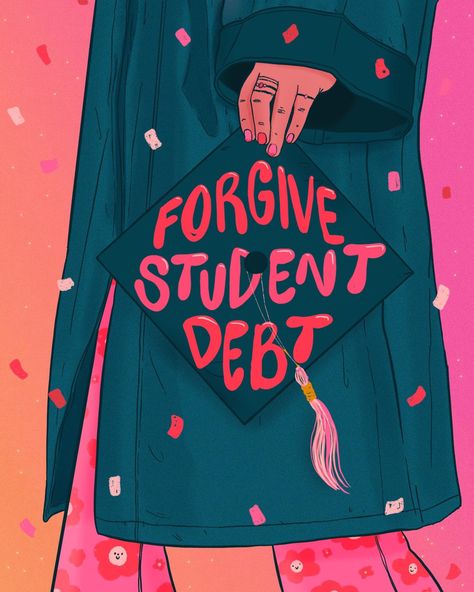 Graduation Gown, Civil Disobedience, Student Debt, Civil Rights Movement, Civil Rights, Cheer Skirts, Digital Illustration, Varsity Jacket, Pants