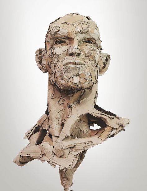 visu-human-buste-olivier-bertrand Cardboard Art Sculpture, Anatomy Sculpture, Sculpture Head, Cardboard Sculpture, Layered Art, Trash Art, Paper Mache Sculpture, Deco Originale, Cardboard Art