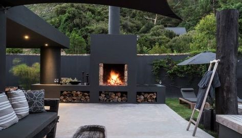 Fireplace Patio, Western Cape South Africa, Backyard Entertaining, Barn Style House, High Walls, Western Cape, Most Beautiful Beaches, Barn Style, Outdoor Fireplace