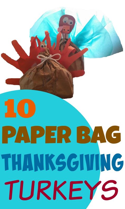 10 Paper Bag Thanksgiving Crafts: Turkey #kidscreativechaos Turkey Paper Bag, Paper Bag Turkey, Turkey Crafts Kids, Marshmallow Crafts, Thanksgiving Candy, How To Make A Paper Bag, Thanksgiving Crafts Preschool, Thanksgiving Paper, Paper Bag Crafts