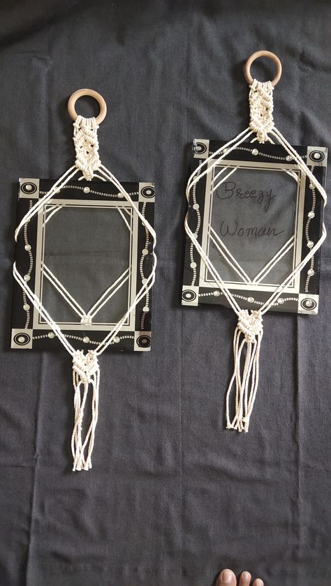 Go and watch full tutorial on my YouTube channel. Macrame Picture Frame, Macrame Photo Frame, Macrame Photo Hanger, Macrame Frame, Photo Hanger, Frame Tutorial, Picture Frame Hangers, Frame Hangers, Old Frames