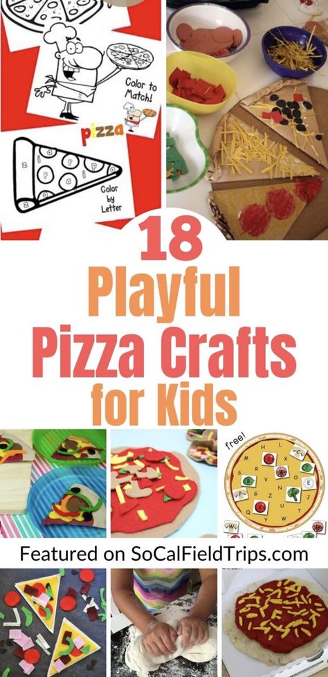 Check out this round up of 18 Playful Pizza Crafts for Kids that is perfect to go along with any family night in, class party or scouting event.  From pizza bingo to pizza crafts to make and go stations, there’s activity for each guest on your list! Pizza Crafts For Kids, Pizza Activities, Pizza Party Games, Pizza Craft, Craft Recipes, Pizza Art, Amazing Crafts, Pizza Day, Fun Arts And Crafts