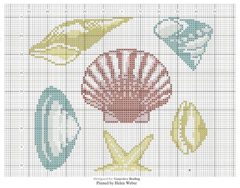 Shells, Cross Stitch, Embroidery