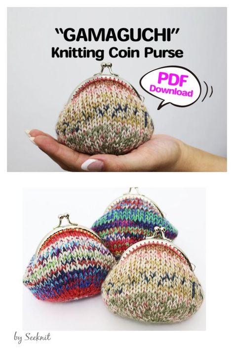 Coin Purse Knitting Pattern Coin Purse Knitting Pattern, 2 Hour Knitting Projects, Knit Coin Purse Free Pattern, Knitted Coin Purse, Knit Pouch Pattern, Knitted Purse Patterns Free, Knit Pouch Pattern Free, Churchmouse Patterns, Knit Purse Patterns Free