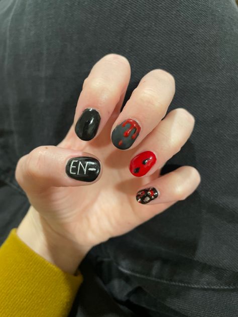 Enhypen Fate tour nail designs, Enhypen Bite Me nail design Enhypen Fate Nails, Enhypen Nails Designs, Enhypen Nails, Enhypen Bite Me, Enhypen Fate Tour, Blood Nails, Nails Dark, Extension Designs, Dark Blood