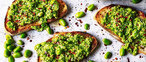 Broad Bean Toast Linguine Recipes Easy, Broad Bean Recipes, Veggie Salad Recipes, Olive Magazine, Beans On Toast, 500 Calorie, Broad Beans, 5 2 Diet, Healthy Brunch