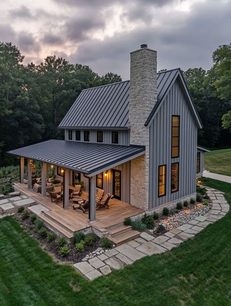 Barndominium Visions Barndominium In The Woods, Barndominium White Exterior, Light Colored Barndominium, Country Barndominium Interior, Coastal Barndominium, Smaller Barndominium Ideas, Cute Barndominium Exterior, Barndominium Inside, Barndominium Landscaping