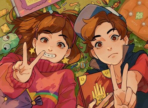 Dipper E Mabel, Giffany Gravity Falls, Gravity Falls Dipper, Dipper And Mabel, Gravity Falls Fan Art, Desenhos Gravity Falls, Reverse Falls, Mabel Pines, Gravity Falls Art