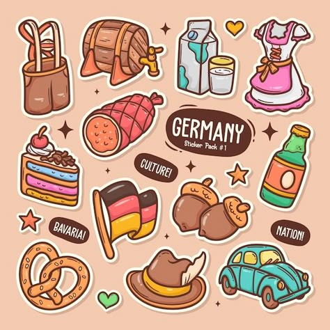 Free Vector | Free vector hand drawn oktoberfest elements collection Stickers Bonitos, Doodle Vector, Scrapbook Cover, Cute Doodle, The Witcher 3, Art Drawings For Kids, Beautiful Stickers, Bullet Journal Ideas Pages, Vector Hand