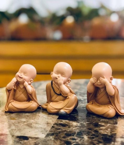 Set 3 Little Buddha | Laughing Buddha Statue | Buddha Statue | See No Evil | Laughing Buddha | Buddhas Brew | Craftvatika Buddha by ViviCorner2020 on Etsy Three Laughing Monks, Buhhda Art, Laughing Buddha Statue, Physics Formulas, Baby Buddha, Little Buddha, Hear No Evil, Glossy Paint, Buddha Figurine