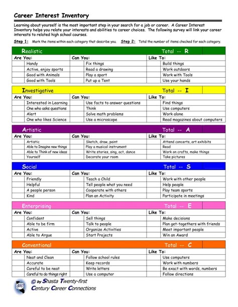 Career Interests Survey worksheet Employment Skills Worksheet, Career Assessment High School, Career Interest Inventory High School, Career Interest Survey, Career Day Activities For High School, Career Day Activities Elementary, Career Readiness Activities, Career Lessons For Elementary, Career Planning Worksheets