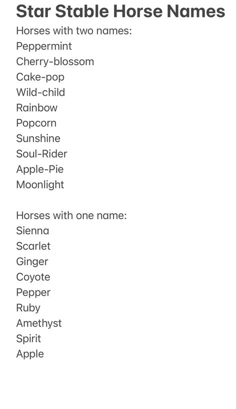 Star Stable Name Ideas, Good Horse Names, Sso Horse Names, Star Stable Horse Names, Star Stable Aesthetic, Cute Horse Names, Names For Horses, Sso Outfit Ideas, Horses Names