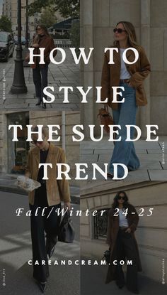 Suede Duster Outfit, How To Style Suede Pants, Light Suede Boots Outfit, Suede Outfit 2024, Cream Suede Boots Outfit, Brown Suede Coat Outfit, Brown Suede Outfit, Long Brown Suede Jacket Outfit, Camel Suede Jacket Outfits